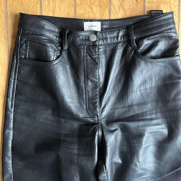 Wilfred Aritzia Faux Leather Straight Leg Trousers Size 8 - Picture 2 of 9